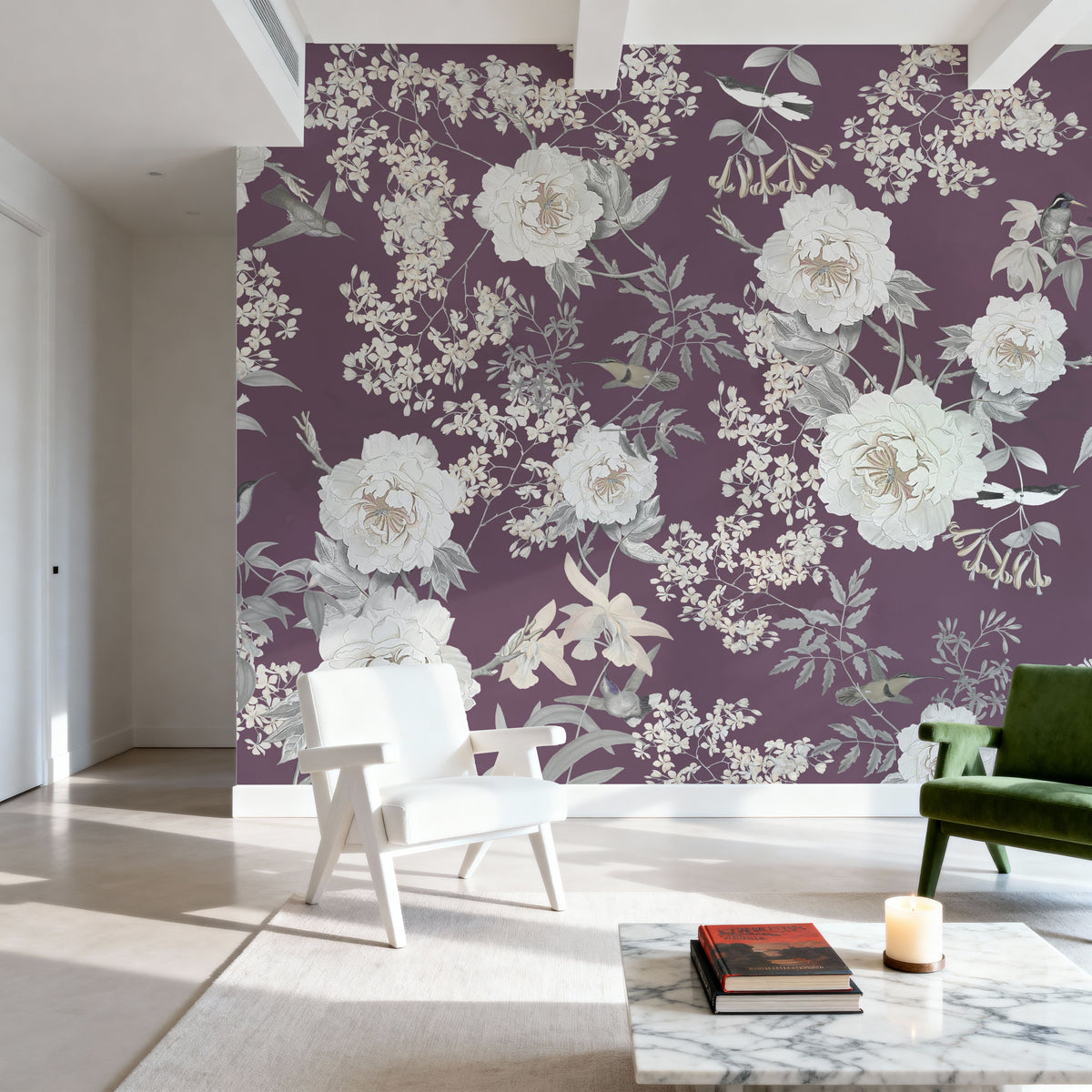 Birds of Eden Mural Wallpaper - Neutral Tone - room preview 02