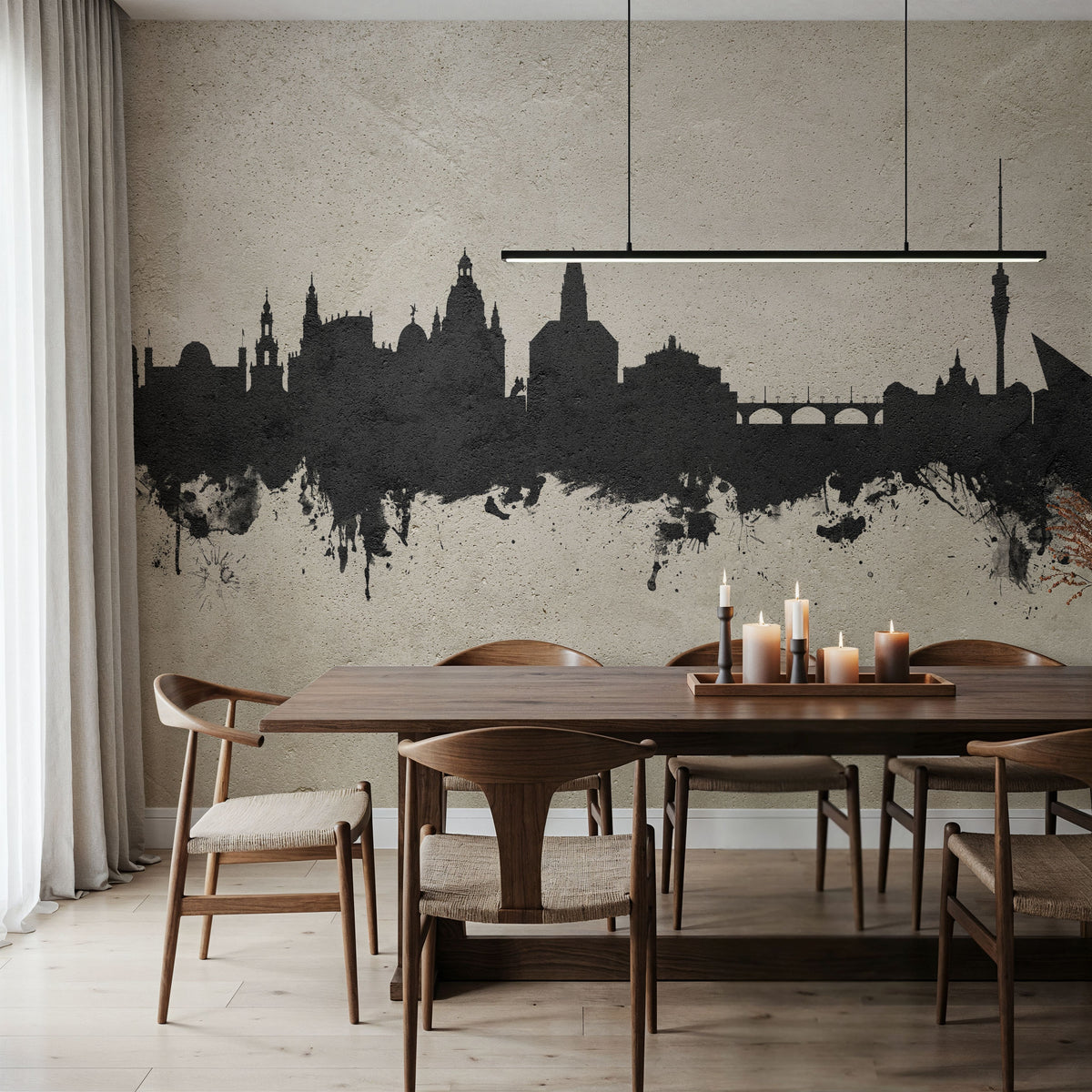 Dresden Germany Skyline Concrete Mural Wallpaper - room preview 02