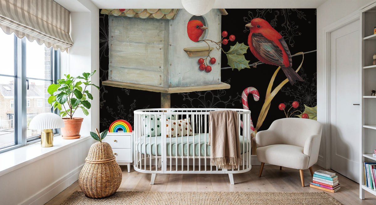 Holiday Wings VI Dark Mural Wallpaper - room preview 02