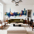 Tashkent Uzbekistan Skyline Blue & Bronze Mural Wallpaper - room preview 02