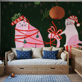 Mischief Kitty Christmas IV Mural Wallpaper - room preview 02