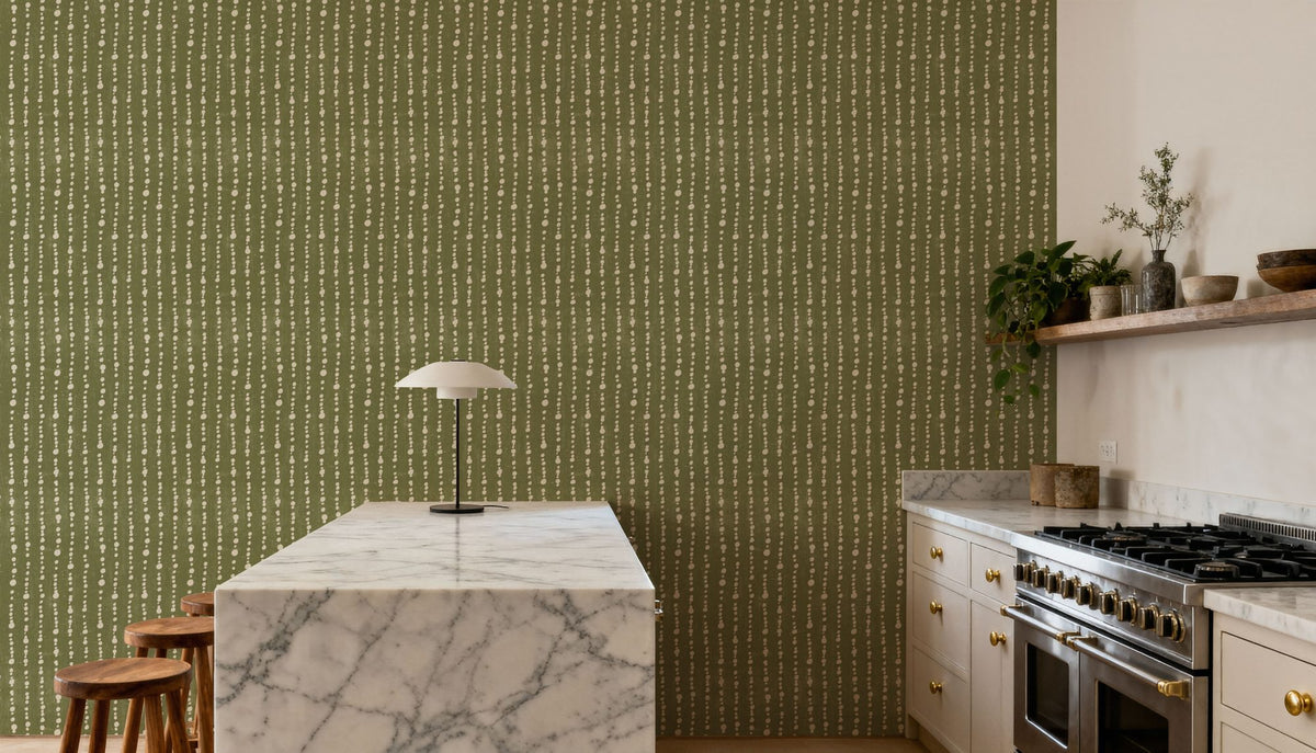 Woodland Drops Green Mural Wallpaper - room preview 02