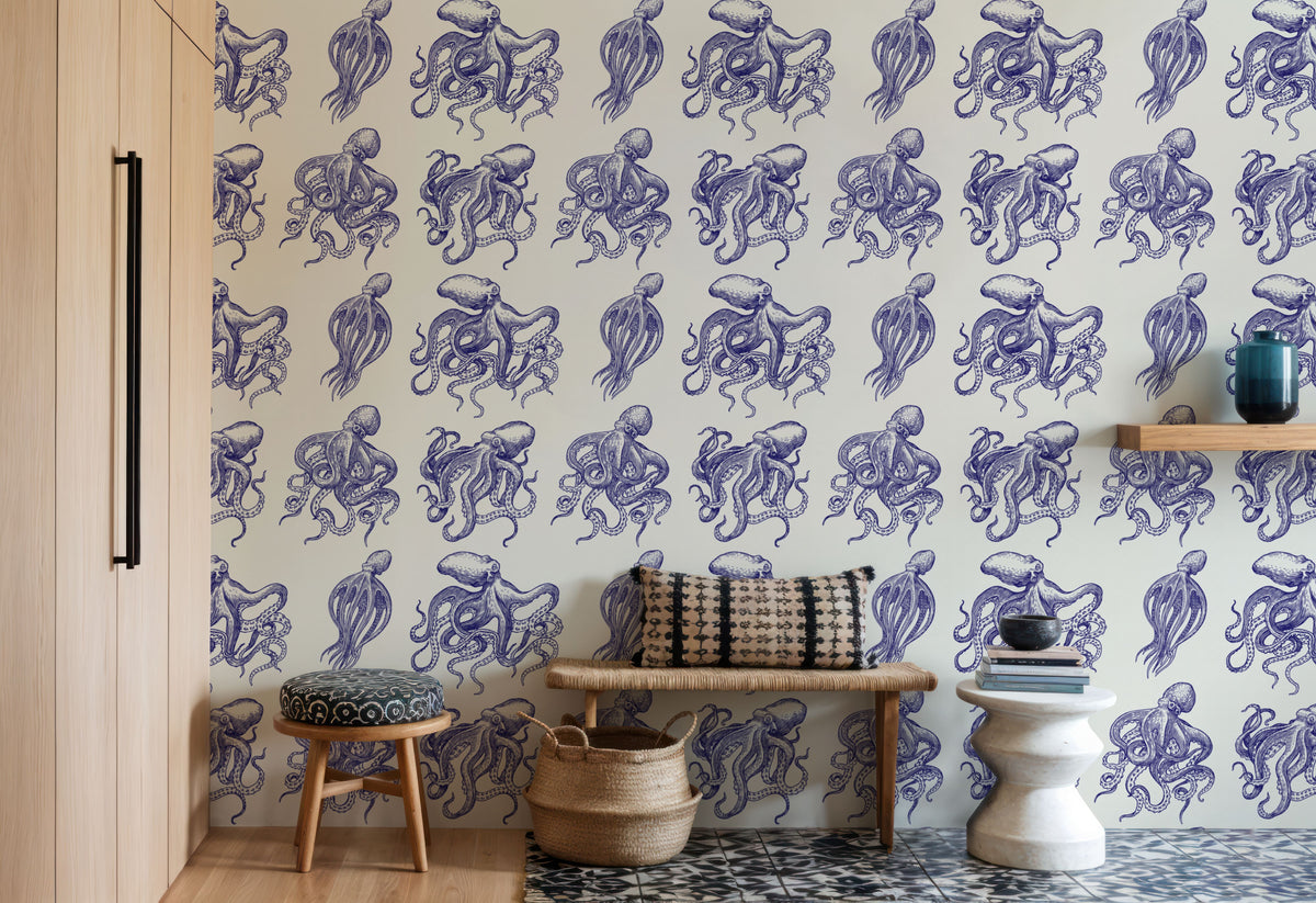 Octopus Repeat Mural Wallpaper - room preview 02