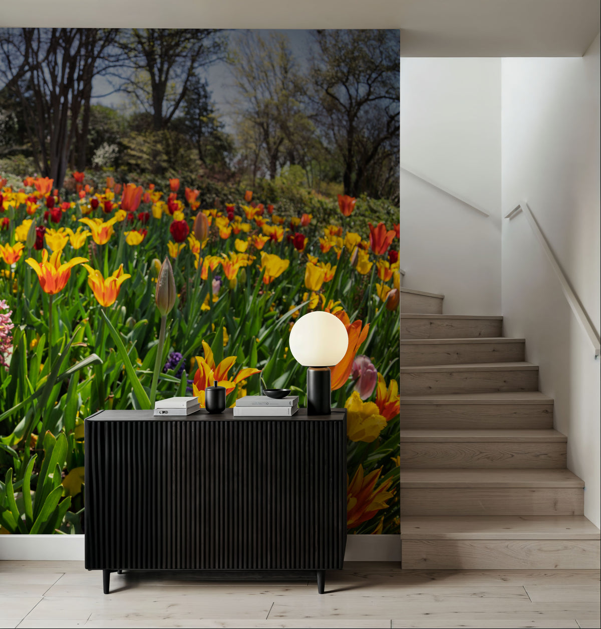 Vibrant Tulip Bloom Mural Wallpaper - room preview 02