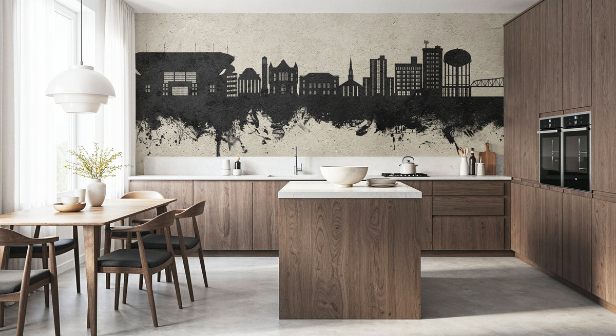 Tuscaloosa Alabama Skyline Concrete Mural Wallpaper - room preview 02