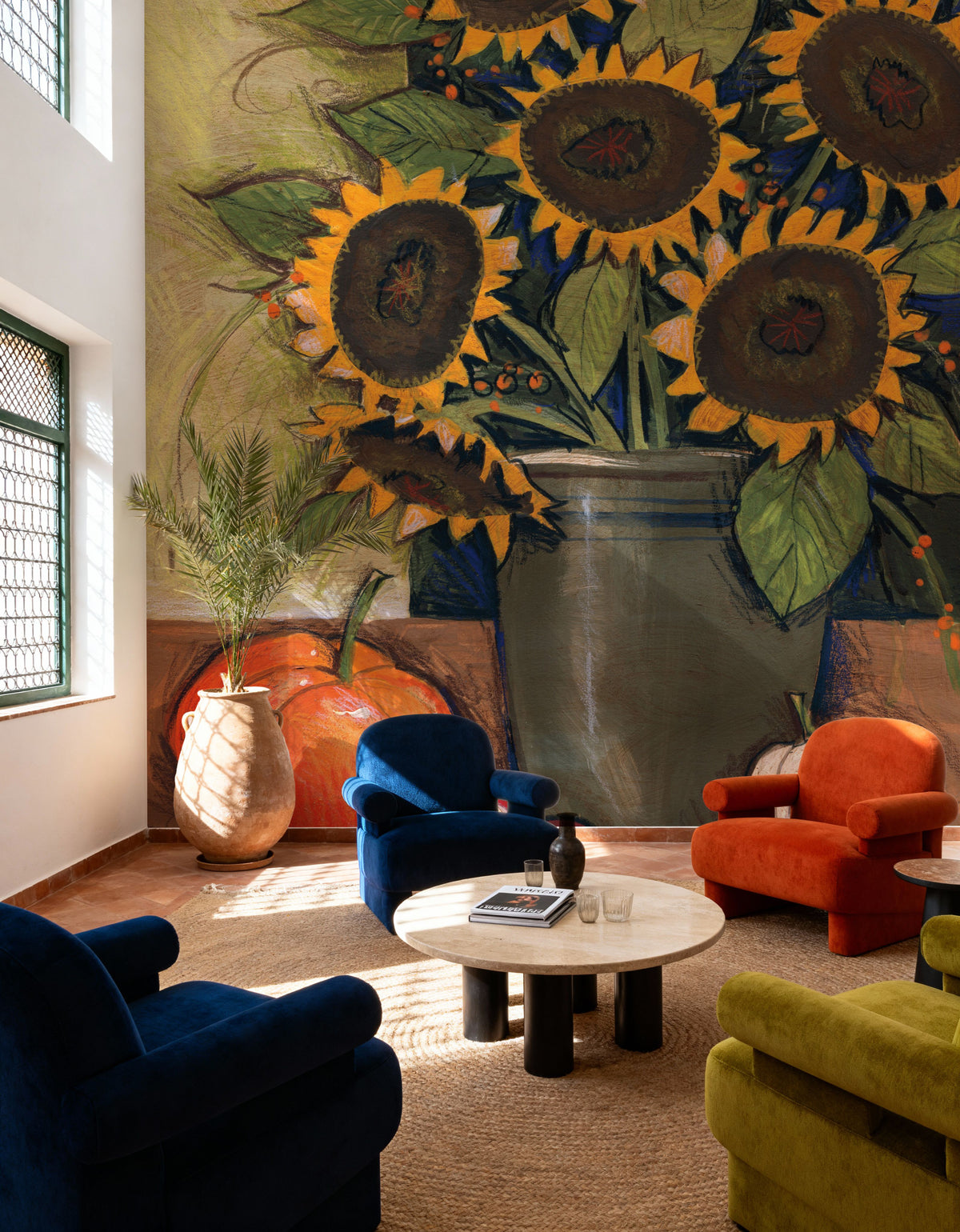 Sunflower Crock Mural Wallpaper - room preview 02