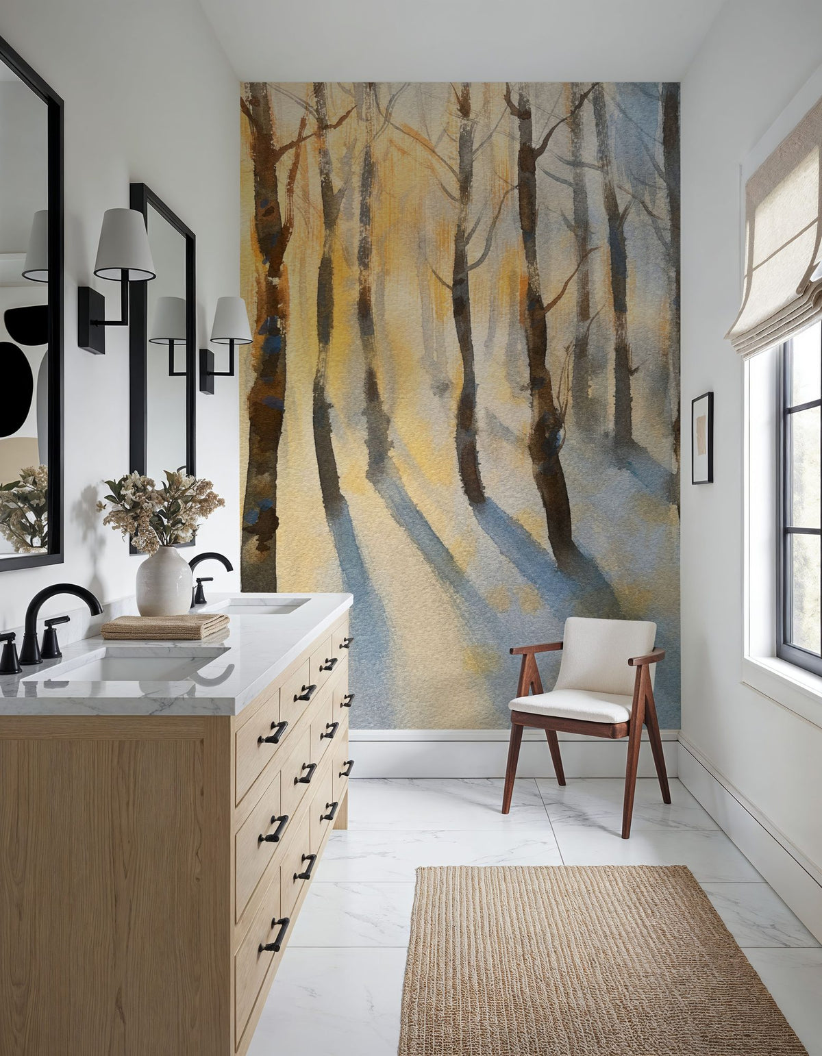 Winterlight Woods Mural Wallpaper - room preview 02