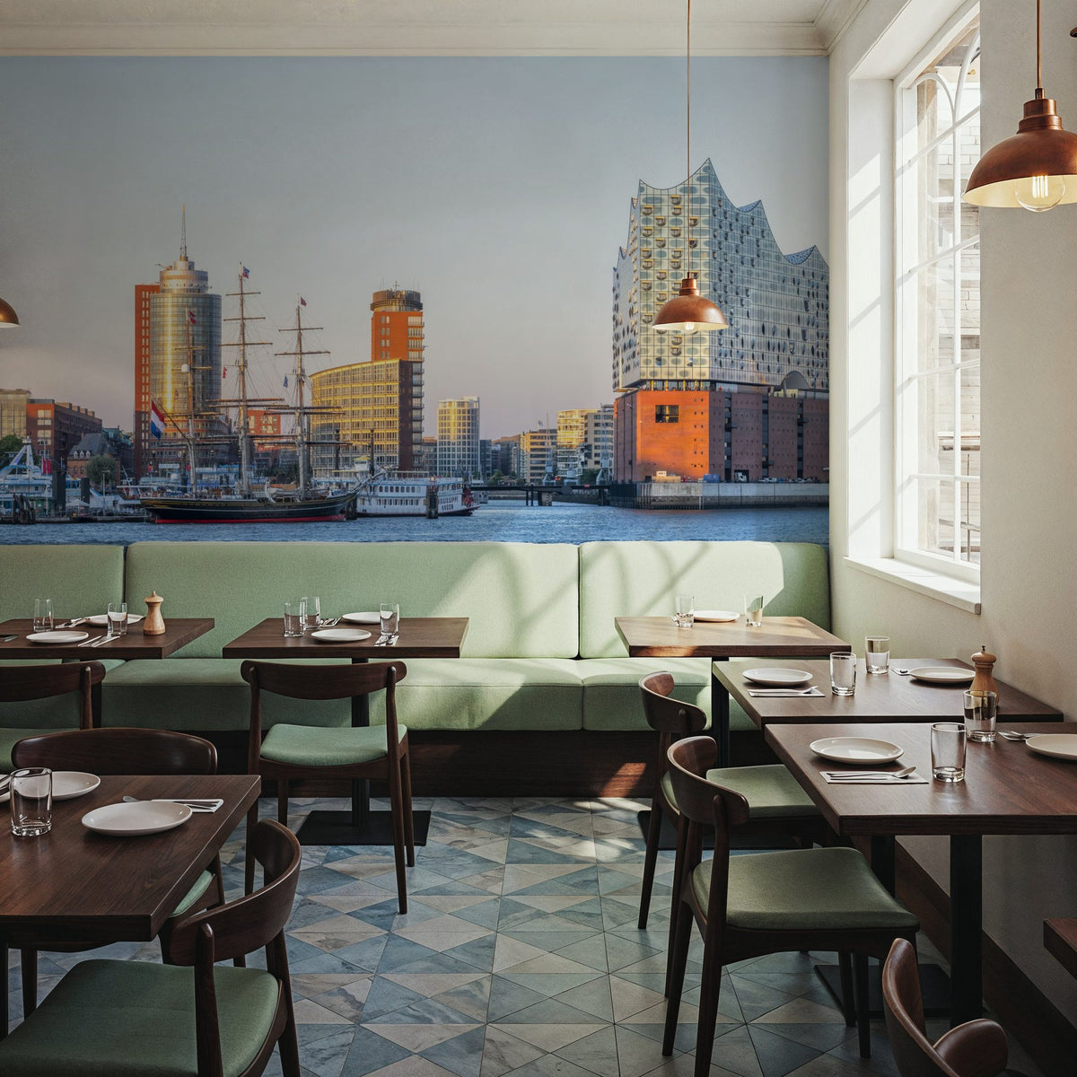 Harbor Sunset Mural Wallpaper - room preview 02