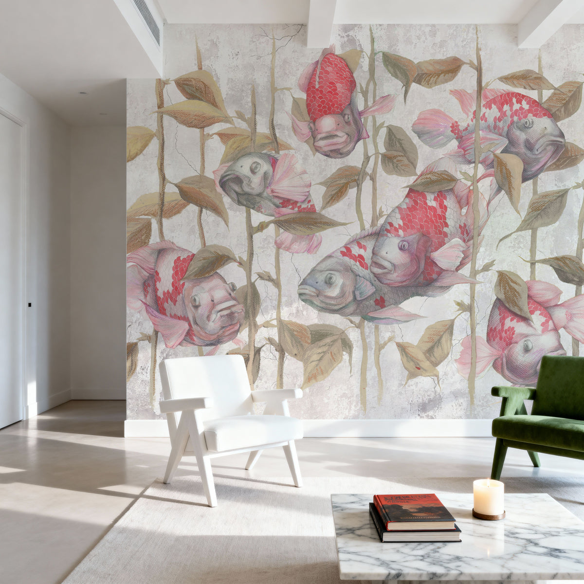 Fish Meeting Mural Wallpaper - room preview 02