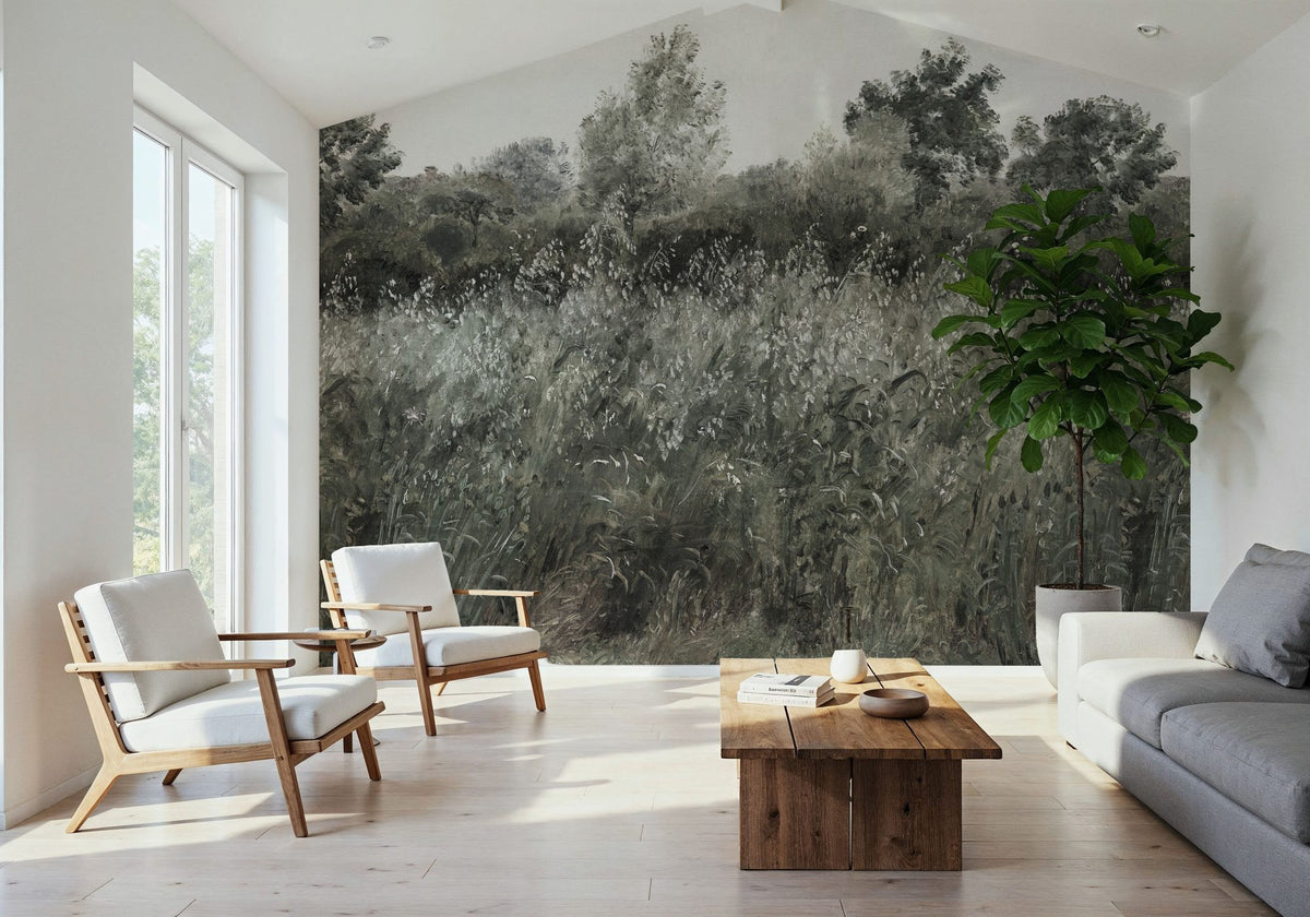 Meadow Whisper, Pine Green Mural Wallpaper - room preview 02