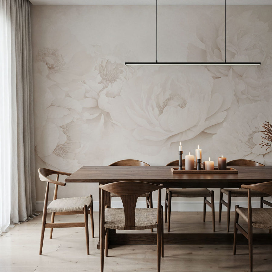 Floral Wallpaper Mural – Flower Wallpaper – Transcendent Peony, Sepia