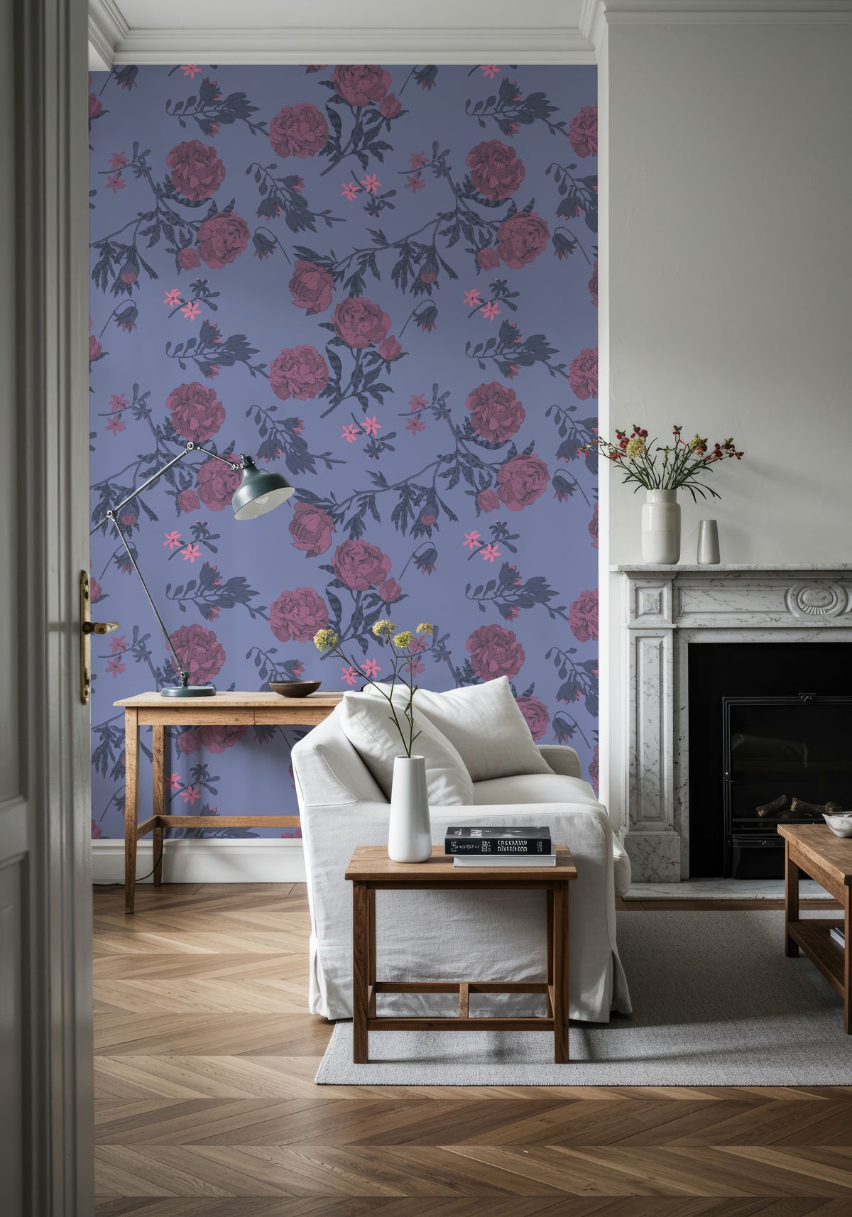 Peony Passion, Purple Mural Wallpaper - room preview 02