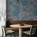 Painterly Tigers Light Blue Mural Wallpaper - room preview 02