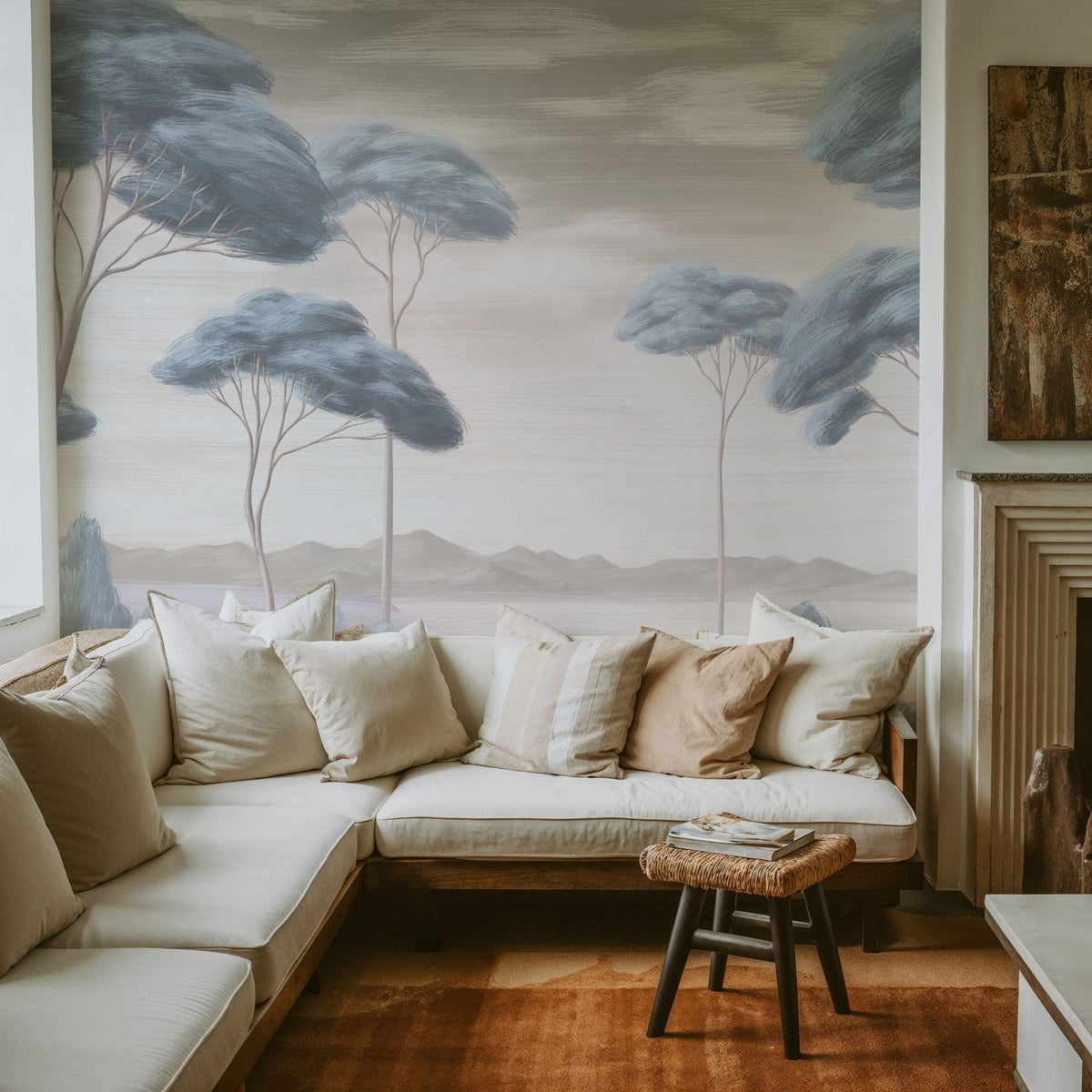 Verdant Horizon, Glacier Blue Mural Wallpaper - room preview 02