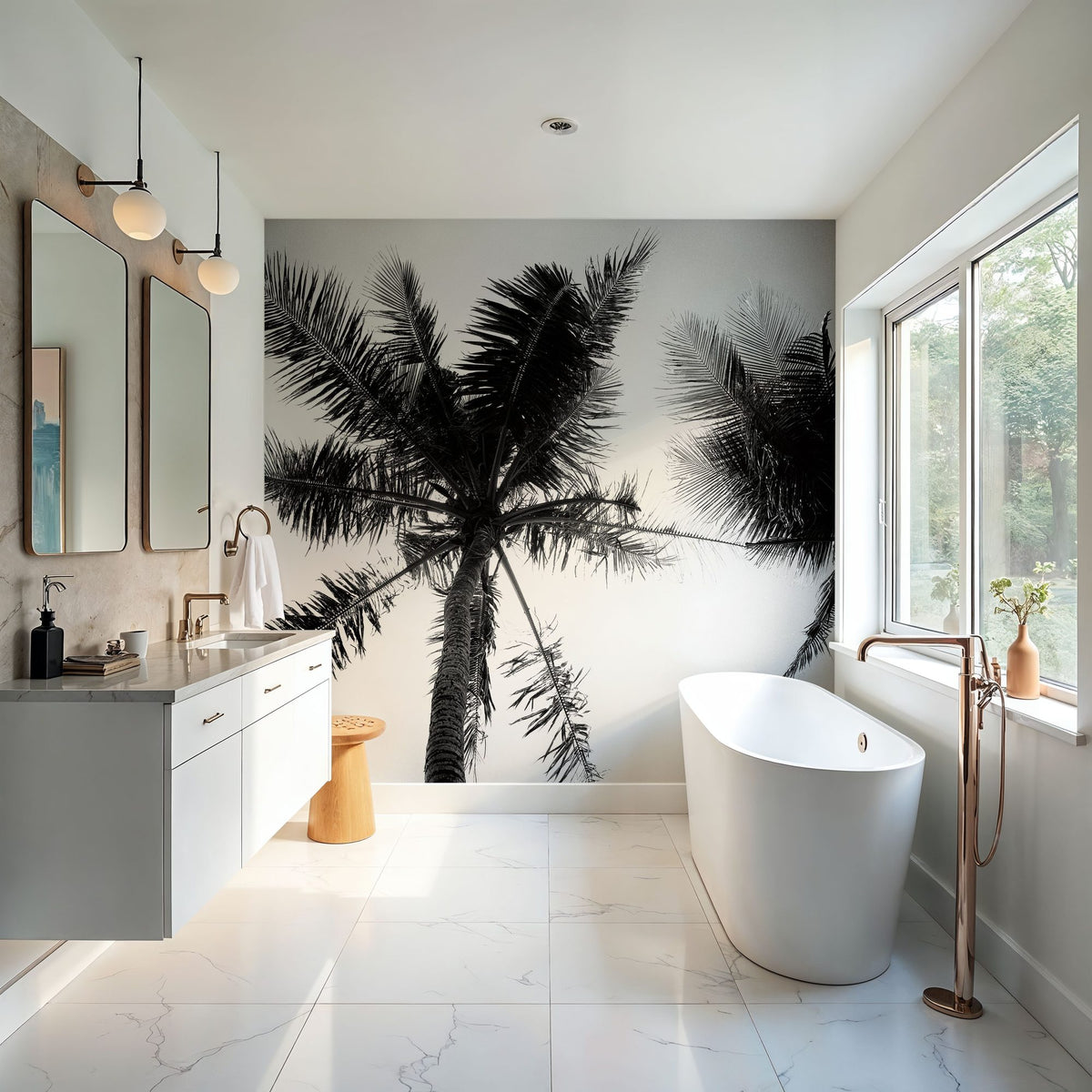 Palm Tree Looking Up II Mural Wallpaper - room preview 02