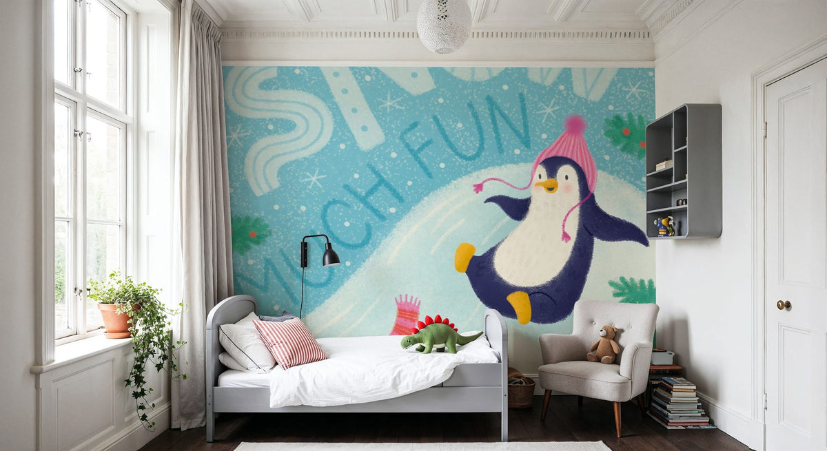 Snow Much Fun Mural Wallpaper - room preview 02