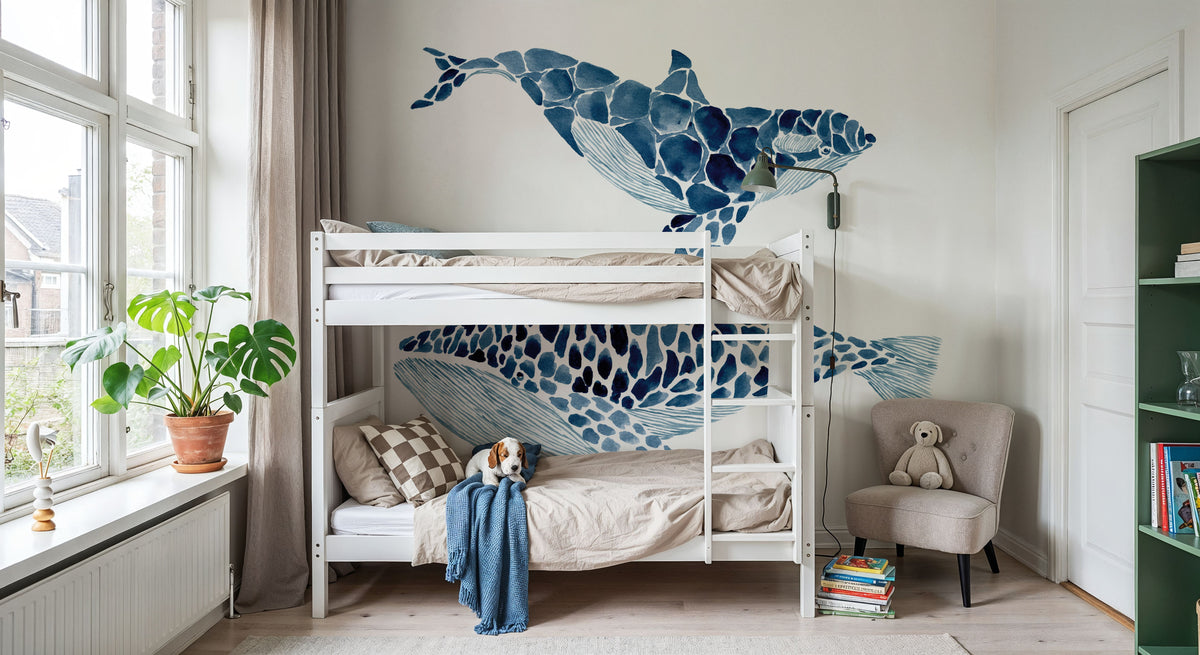 Two Whales Mural Wallpaper - room preview 02