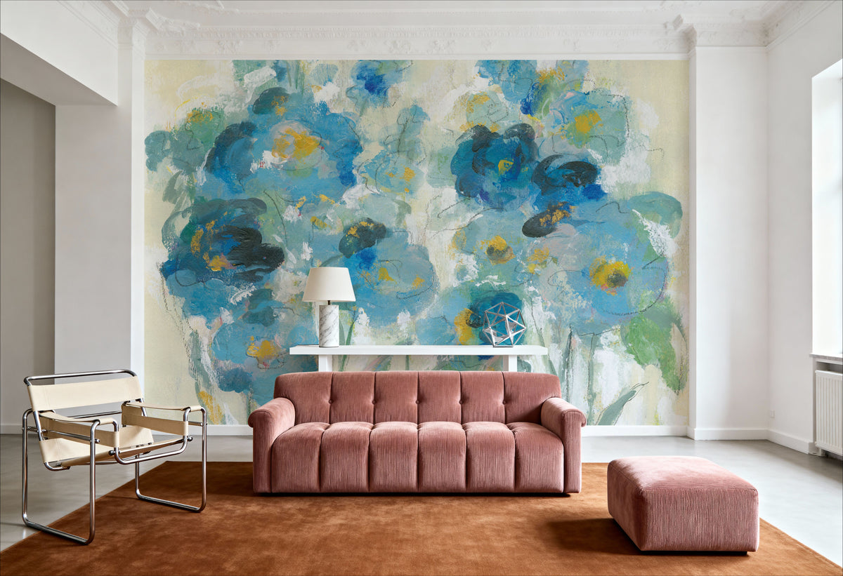 Blue Blooms Mural Wallpaper - room preview 02