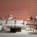Geo Floral, Red Mural Wallpaper - room preview 02