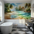Sunlit Tropical Beach Mural Wallpaper - room preview 02