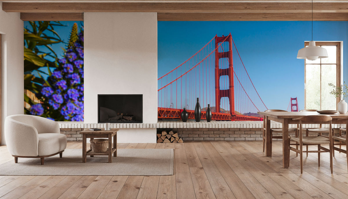 Floral Golden Gate Mural Wallpaper - room preview 02