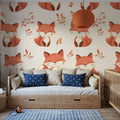 Smiling Foxes Mural Wallpaper - room preview 02