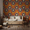 Retro Bold Blooms, Autumn Mural Wallpaper - room preview 02