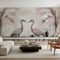 Cranes At Sunset Smoke Mural Wallpaper - room preview 02