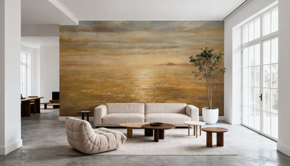 Serene Sea I Gold Mural Wallpaper - room preview 02