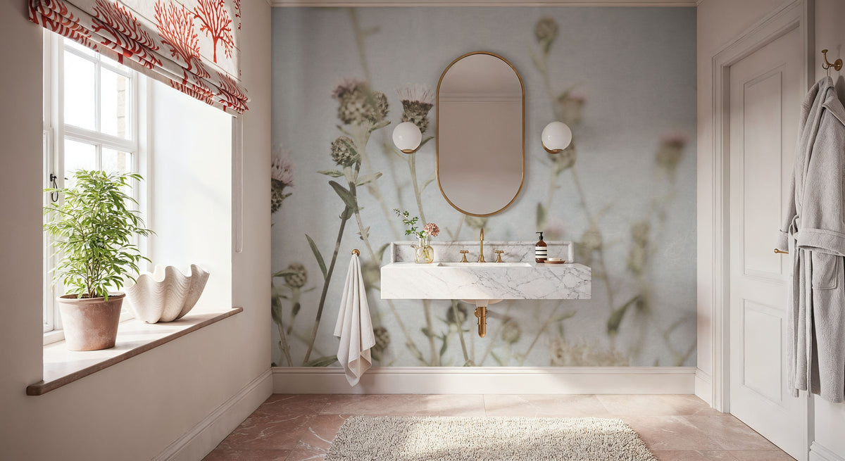 Wild Flowers I Clean Mural Wallpaper - room preview 02