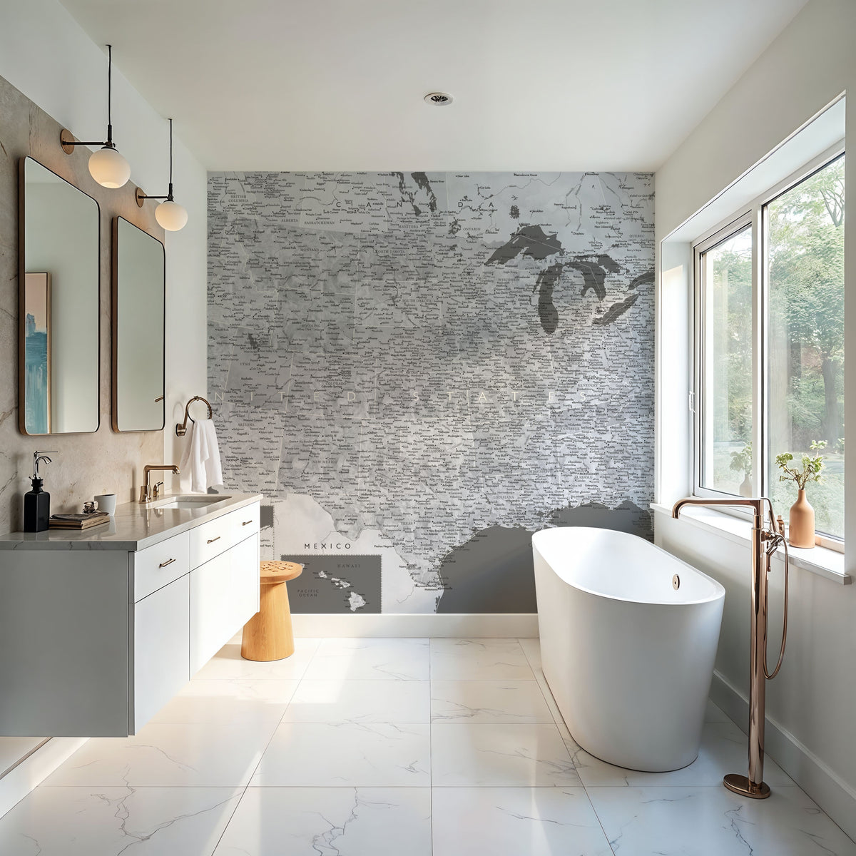 US Map Detailed - Paolo Mural Wallpaper - room preview 02
