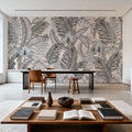 Old Sketchy Leaves Mural Wallpaper - room preview 02