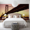 Sunset Silhouette Bridge Mural Wallpaper - room preview 02