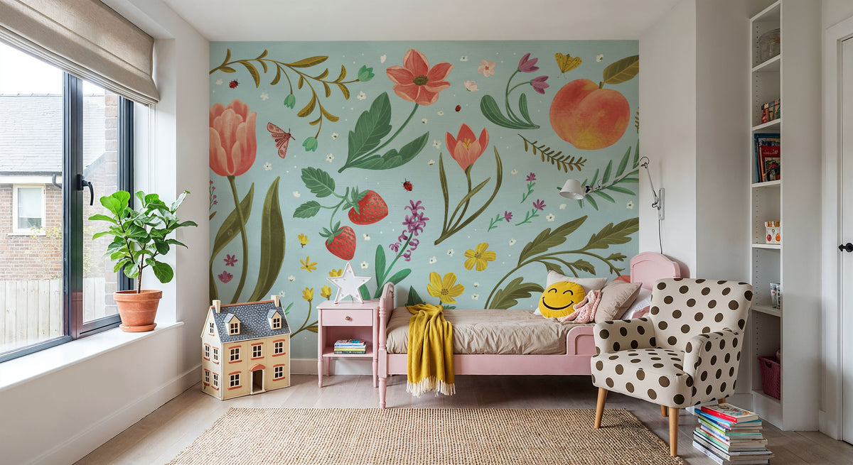 Spring Botanical Mural Wallpaper - room preview 02