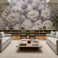 Watercolor Peonies WInter Mural Wallpaper - room preview 02