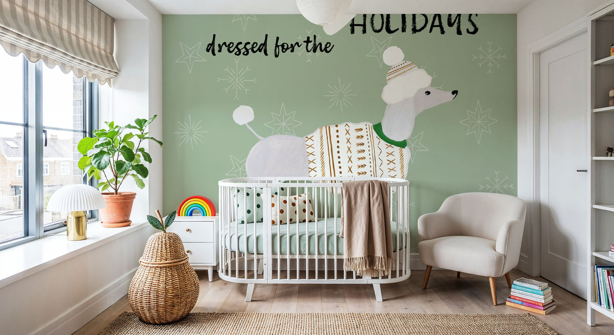Puppy It's Cold Outside IV Mural Wallpaper - room preview 02