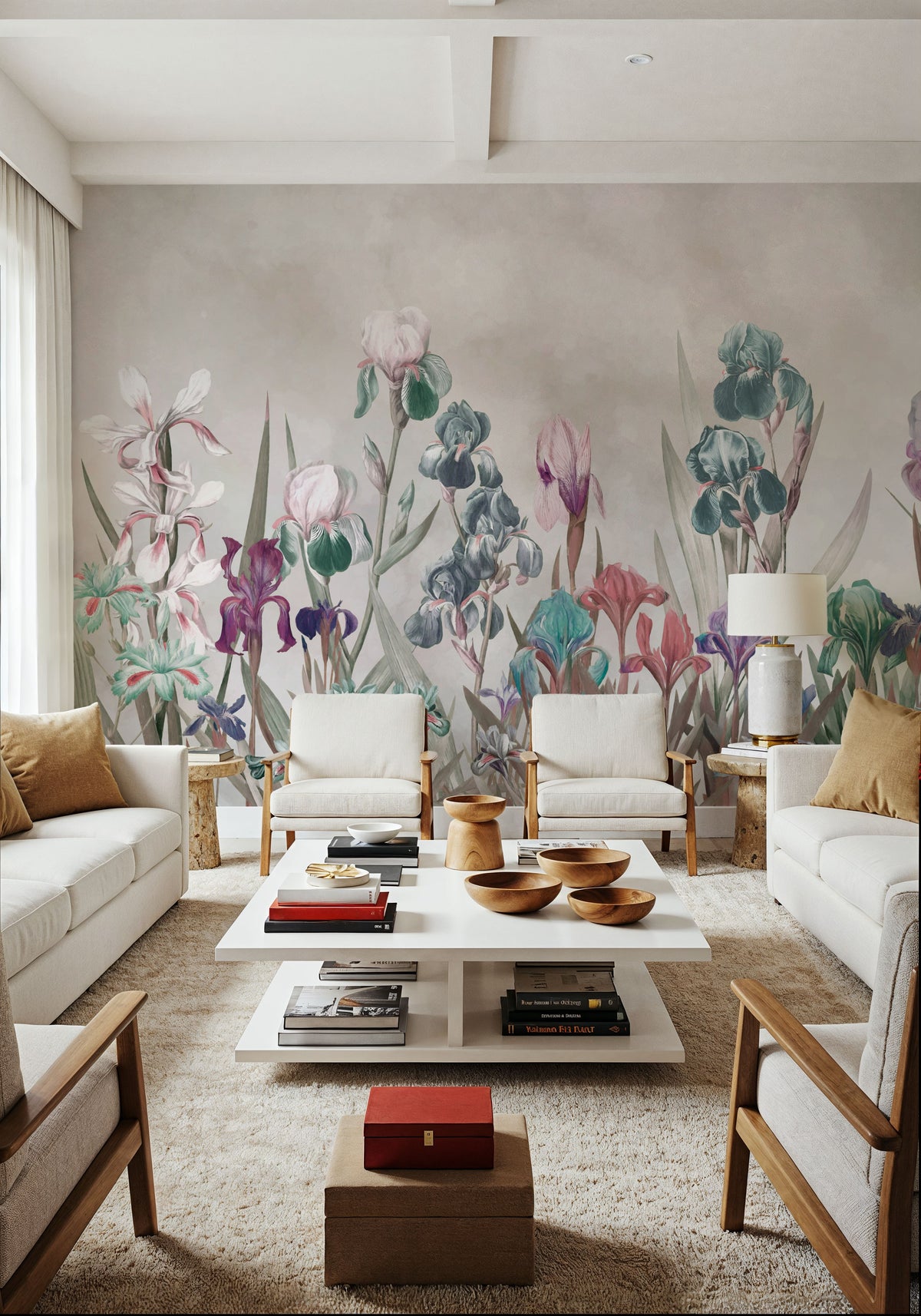 Iris Field Beige Mural Wallpaper - room preview 02