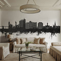 Portland Maine Skyline Black & White Mural Wallpaper - room preview 02