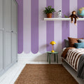 Scalloped Circus Stripes, Purple on Purple Mural Wallpaper - room preview 02