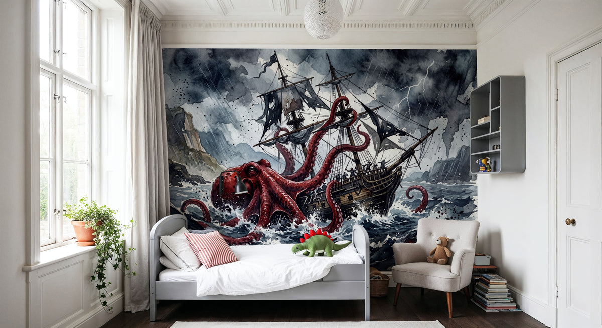 The Octopus Beast Mural Wallpaper - room preview 02