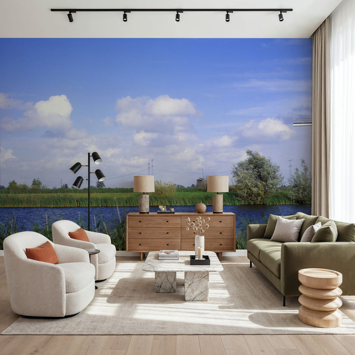 Dutch Riverside Windmill Mural Wallpaper - room preview 02