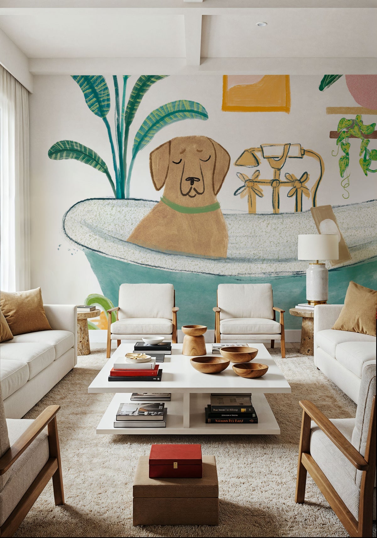 Urban Jungle Bath IV Pet Mural Wallpaper - room preview 02