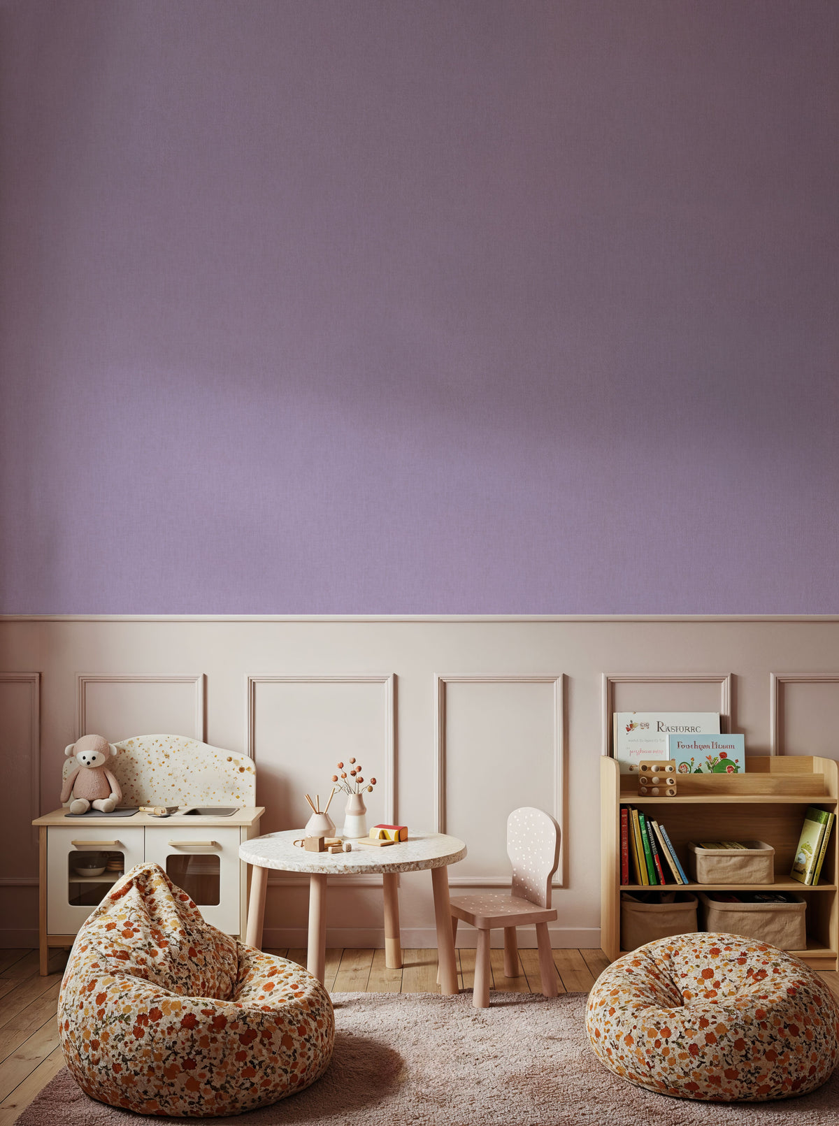Linen Mist Bright Collection, Lavender Mural Wallpaper - room preview 02