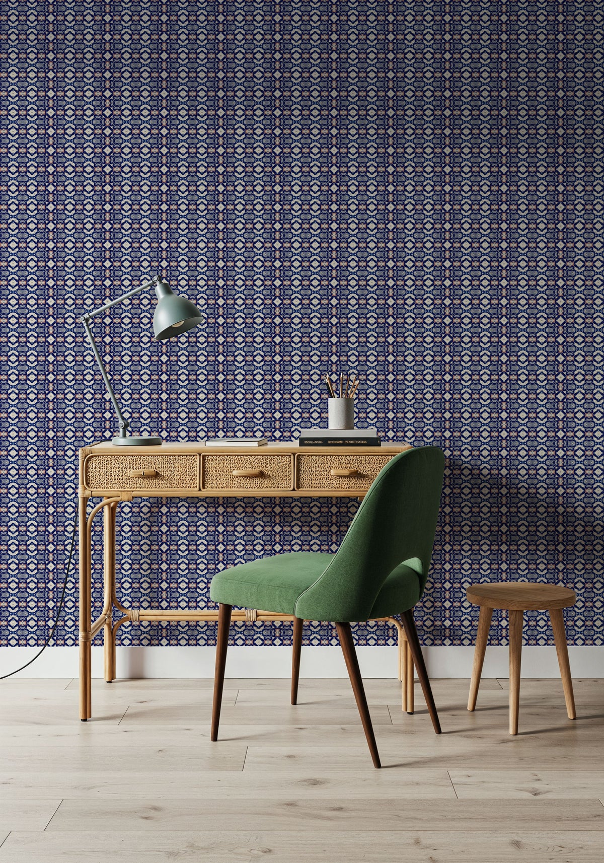 Nara Flames and Flowers Pink Mural Wallpaper - room preview 02