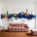 Stratford-upon-Avon England Skyline Blue & Bronze Mural Wallpaper - room preview 02