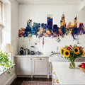 Perth Australia Skyline Blue & Bronze Mural Wallpaper - room preview 02