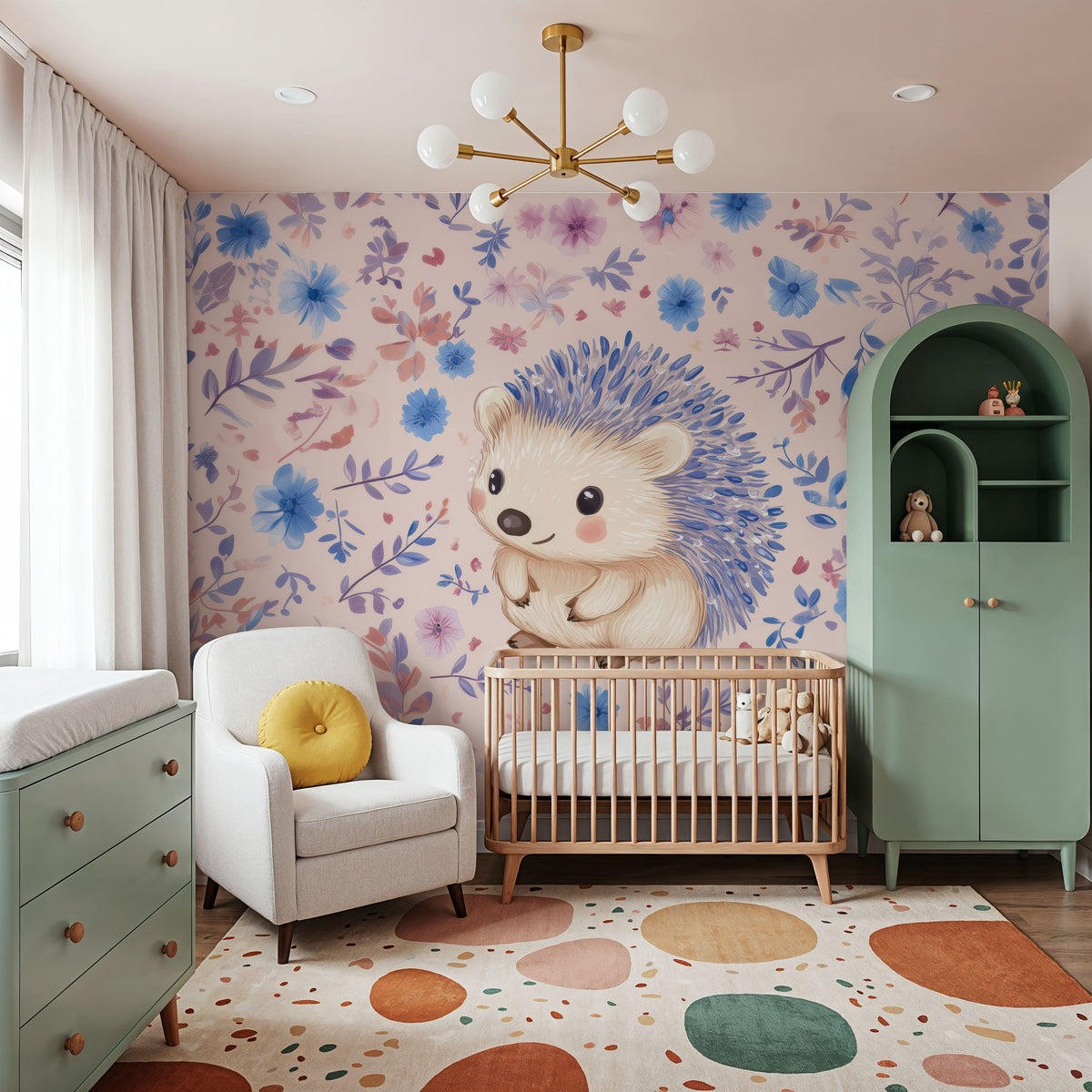 Hedgehog Hope Mural Wallpaper - room preview 02