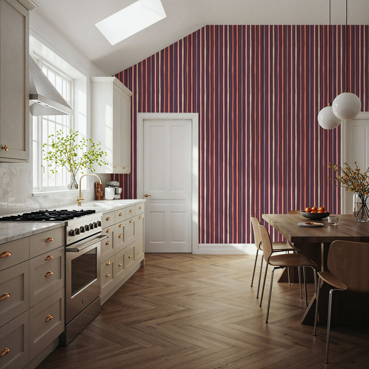 Bloom Lines Purple Mural Wallpaper - room preview 02