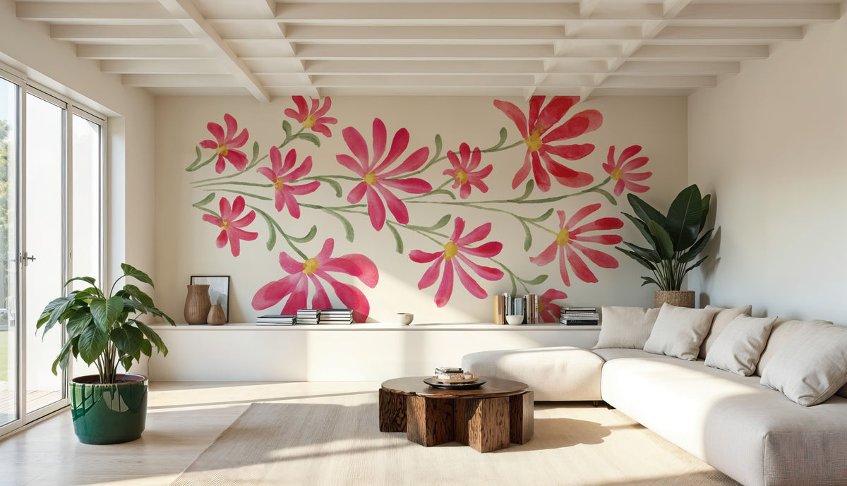 Pretty Blooms I Mural Wallpaper - Light Tone - room preview 02