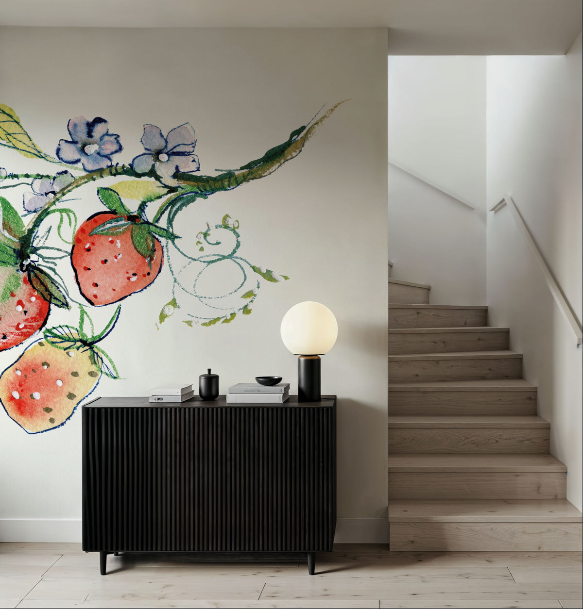 Summer Strawberries Mural Wallpaper - room preview 02
